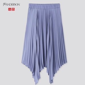 JW Anderson x Uniqlo Asymmetric Pleated Skirt, Soft Blue, Lined, Women’s US M